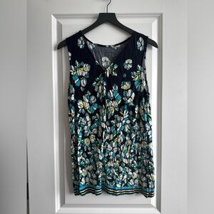Croft & Barrow Floral Sleeveless Blouse - Navy and Teal